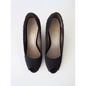 Restricted Shoes - Black Polka Dot, Peep-Toe Cork Heel Size 7.5 Restricted Shoes - Black Polka Dot, Peep-Toe Cork Heel Size 7.5